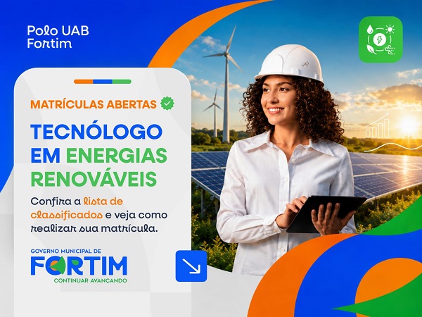 MATRÍCULAS ABERTAS PARA O CURSO DE TECNÓLOGO EM ENERGIAS RENOVÁVEIS