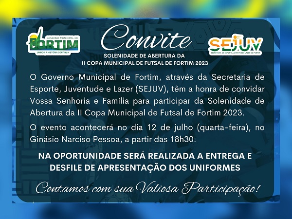 JEMG 2023 - Convite para abertura do evento